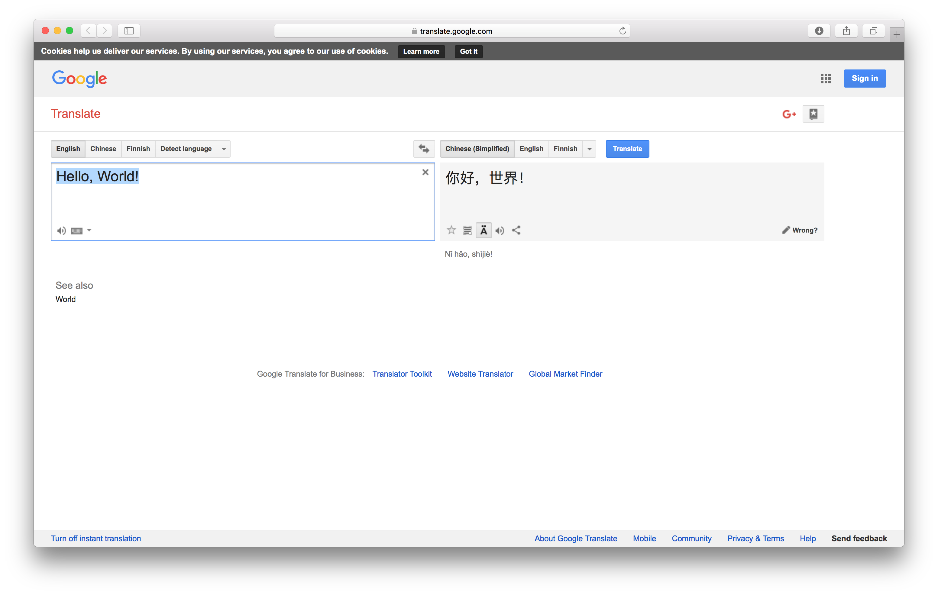 google translate macos